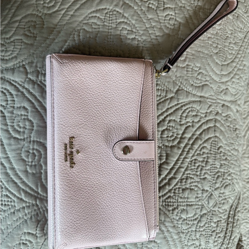 Kate Spade Pink Pebbled Leather Clutch Wristlet